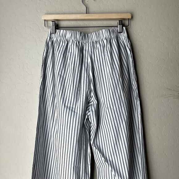NEW Eterne Pants White Striped Cotton Poplin Wide Leg Pull-On Pants‎ Size M/L - Picture 6 of 10